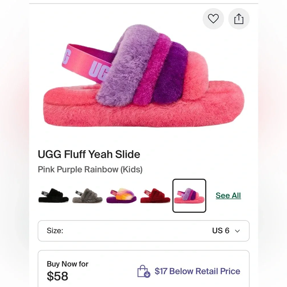UGG Toddler Girls Rainbow slippers sz 6